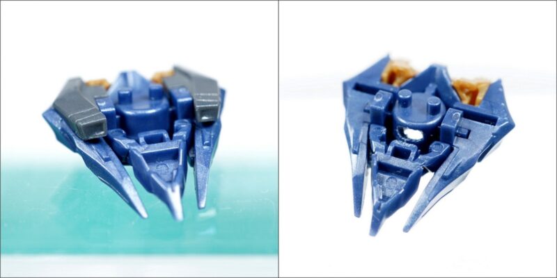 頭部 左：加工前。右：加工後。